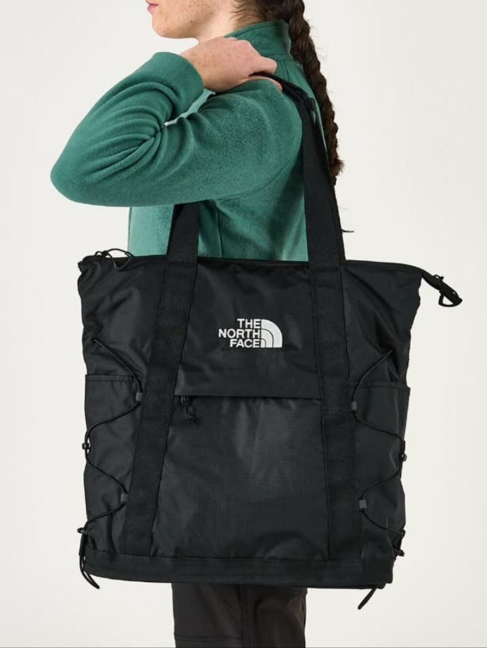 The North Face Unisex  Black Shoukder Tote Bag With Front Zip Pocket